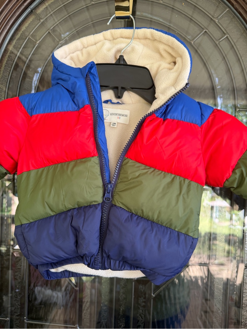 Adventure Break Colorblock Puffer Jacket - Red, Blue & Olive - Kids